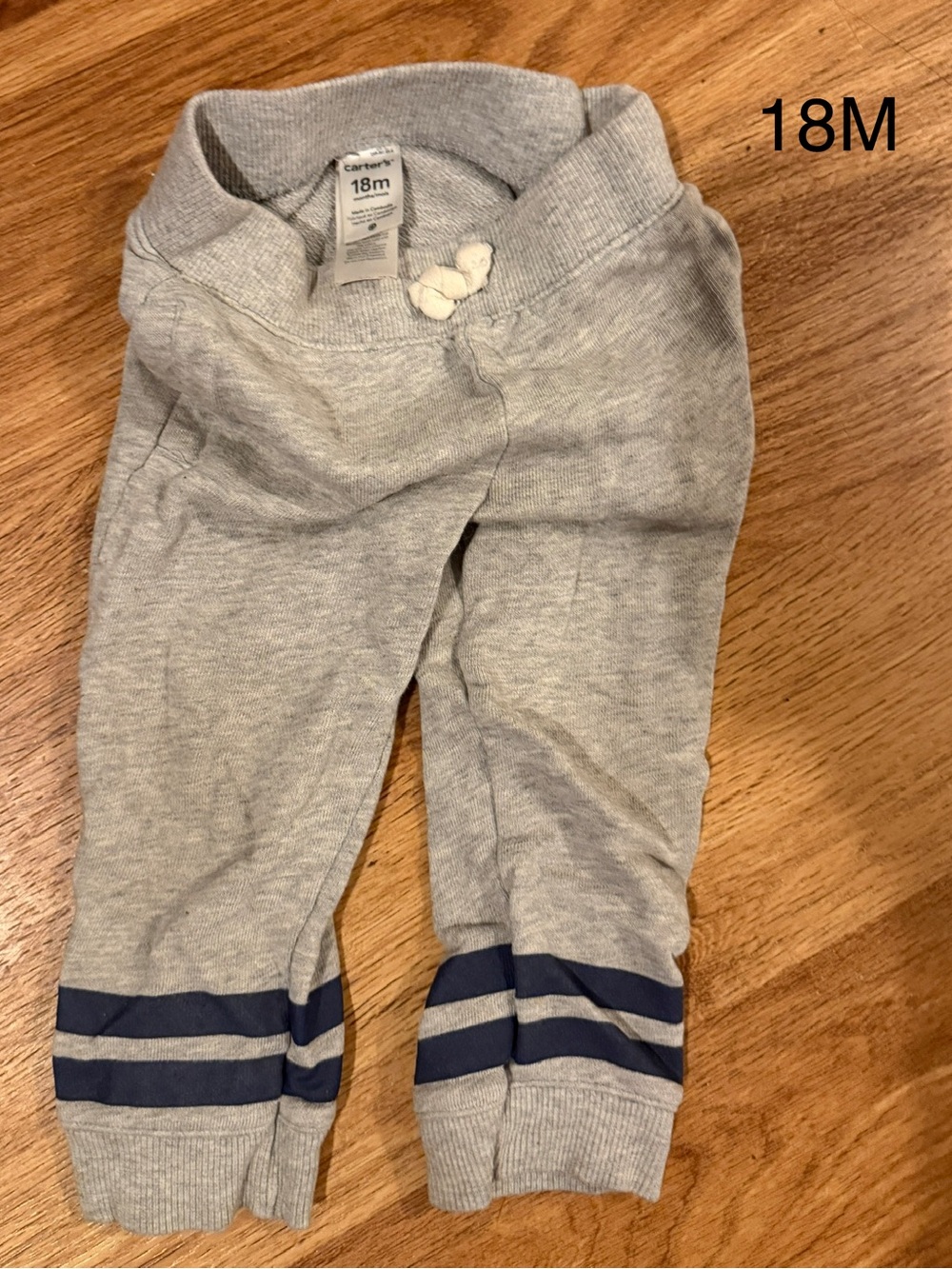 Carter's Light Gray Joggers with Navy Stripes